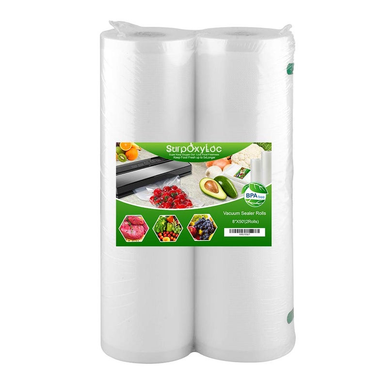 SurpOxyLoc 2 Pack 8x50 Vacuum Sealer Bags Rolls with BPA Free,Heavy Duty,Great for Sous Vide and Vac Seal storage - Image 1